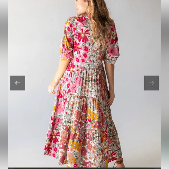 Natural Life Rebecca Midi Dress Vintage Floral Psychedelic Poppy Buttons NWT S - Picture 6 of 12